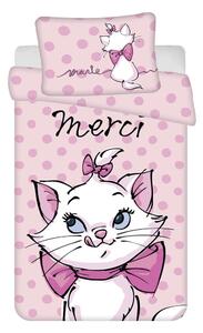 Rožnata bombažna otroška posteljnina za otroško posteljico 100x135 cm Marie Cat "Merci" – Jerry Fabrics