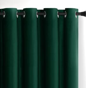 Temno zelena žametna zavesa za delno zatemnitev 140x270 cm Eyelets – Restilo