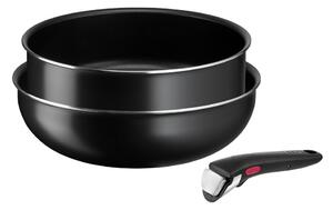 Aluminijast komplet loncev 3 ks Ingenio Easy Cook & Clean Black – Tefal