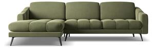 Zelena žametna kotna sedežna garnitura (levi kot) Nalu – Makamii