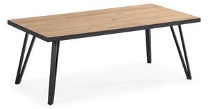Črna/naravna mizica z mizno ploščo v hrastovem dekorju 60x120 cm Sindi – Marckeric
