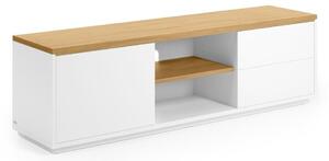 Bela TV omarica v hrastovem dekorju 150x44x36 cm Abilen – Kave Home
