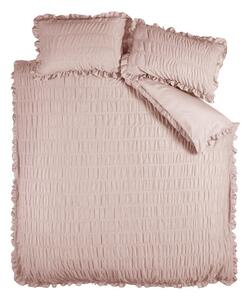 Rožnata posteljnina za zakonsko posteljo iz krepa 200x200 cm Seersucker Frill – Catherine Lansfield