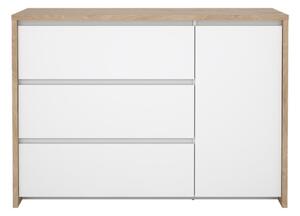 Bela komoda v hrastovem dekorju 119x84x48 cm Next – Tvilum