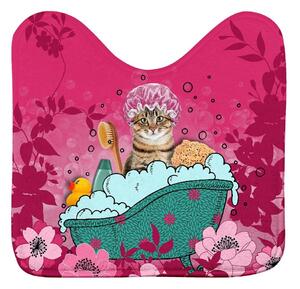 Rožnata kopalniška preproga za WC 45x45 cm Chatibulle – douceur d'intérieur