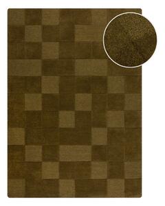 Kaki zelena ročno tkana volnena preproga 160x230 cm Checkerboard – Flair Rugs