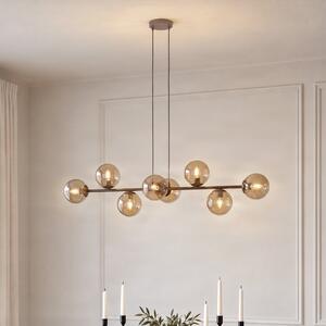 EMIBIG LIGHTING Visoka svetilka Rossi, bež, dolžina 130 cm, 8-žarilna, steklo/kovina, zatemnjen, Bež, Dnevna soba / jedilnica, Steklo, Sodobni, Globus