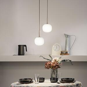 Luce Ambiente Design Visoka svetilka Eris, dolžina 26 cm, rjava/bela, kovina/steklo, 2-žarilna, zatemnjen, Rjava / rjasta, Dnevna soba / jedilnica, Aluminij, Sodobni