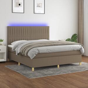 VidaXL Box spring postelja z vzmetnico LED taupe 160x200 cm blago