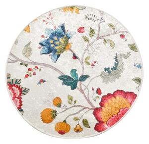 Siva žametna kopalniška preproga ø 140 cm Vintage Flower – Foutastic