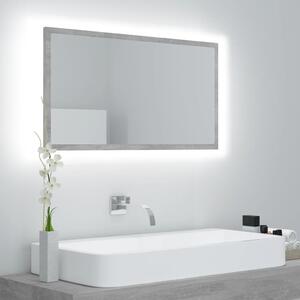 VidaXL LED kopalniško ogledalo betonsko sivo 80x8,5x37 cm akril