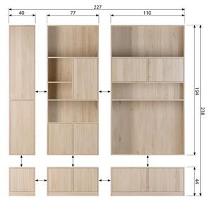 Modularna omarica v hrastovem dekorju v naravni barvi 40x44 cm Modulair – vtwonen