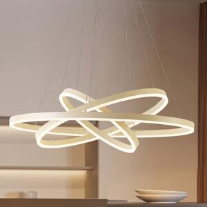 Arcchio LED-visoka svetilka Albiona, bež, 3 obroči, Ø 80 cm, zatemnjen, Bež, Dnevna soba / jedilnica, Kovina, Sodobni