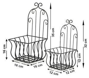 SET 2x Stensko držalo za rože 35x16 cm črna