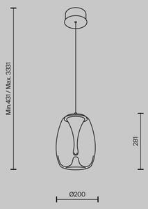 Maytoni MOD282PL-L8G3K - LED Lestenec na vrvici SPLASH LED/7W/230V 3000K zlata