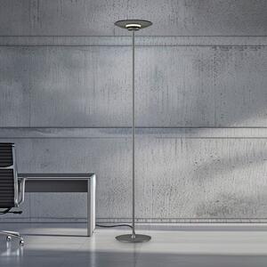 PURE LED-stoječa svetilka Moon, platina, dimno steklo, 180 cm, zatemnjen, Siva, spalnica, Aluminij, Sodobni