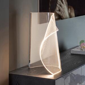 Schuller Valencia Velos II LED namizna svetilka, krom, zatemnilnik, kovina, plastika, zatemnjen, Prozorna, Dnevna soba / jedilnica, Plastika, Dizajn