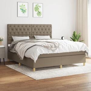 VidaXL Box spring postelja z vzmetnico taupe 160x200 cm blago