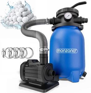 Peščena filtracija za bazen AQUA s filtrirnimi kroglicami, 5 000 l/h, modra Monzana