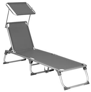 Vrtni ležalnik MALIBU z nastavljivo senco, 193x55x31cm, siv SongmicsHome