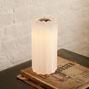 Tom Dixon LED namizna svetilka Press, motno steklo, višina 24 cm, zatemnjen, Bela, Dnevna soba / jedilnica, Steklo, Dizajn, Namizno senčilo