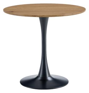 KONDELA Jedilna miza, hrast/črna, premer 80 cm, REVENTON NOVO