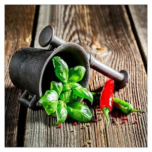 Steklena slika (Green Basil In Bowl II, Š x V: 20 x 20 cm)