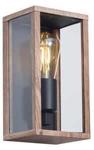 Industrijska stenska svetilka z lesnim potiskom 26 cm IP44 - Charlois