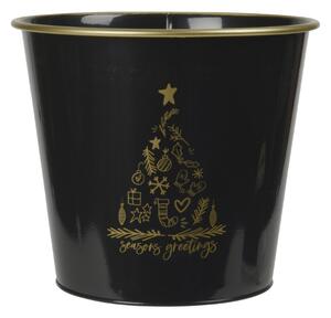 Božični cvetlični lonček SEASONS GREETINGS 30 cm, črna / zlata