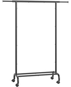 Stojalo za oblačila s kolesi, 40 x (83-120) x 156 cm, črna | SONGMICS
