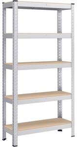 Kovinska polica na 5 nivojih, nosilnost 650 kg, 30 x 75 x 150 cm, srebrna | SONGMICS