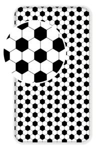 Črno-bela napenjalna enojna bombažna otroška rjuha 90x200 cm Football – Jerry Fabrics