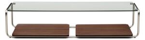 Temno rjava klubska mizica s stekleno mizno ploščo 60x140 cm Tarsel – Kave Home