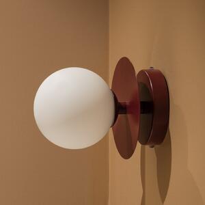 Globen Lighting stenska svetilka ART DECO bordo/bela Ø16cm IP44, zatemnjen, Rdeča, Dnevna soba / jedilnica, Steklo, Skandinavski