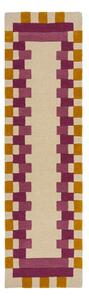 Rumen/rožnat ročno tkan volnen tekač 60x230 cm Kai Wool Border – Flair Rugs