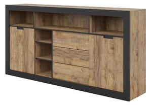Komoda Melmava 103, Črna, Hrast, 109.4x220x45cm