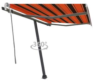 VidaXL Prostostoječa ročno zložljiva tenda 300x250 cm oranžna/rjava