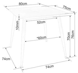 Jedilna miza RION 80x80 cm s keramično ploščo, beli marmor