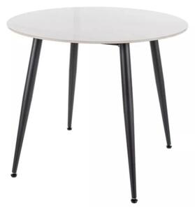 Okrogla jedilna miza RION 90 cm s keramično ploščo, beli marmor