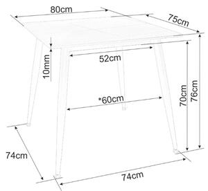 Jedilna miza RION 80x80 cm s keramično ploščo, črni marmor