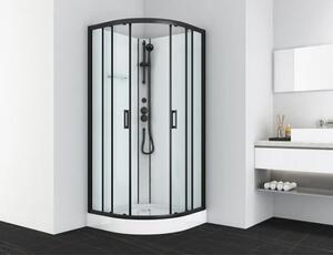Sanotechnik Quickline Kompletni tuš Dallas (90 x 90 x 210 cm, Bela/Črna, Upognjene oblike)