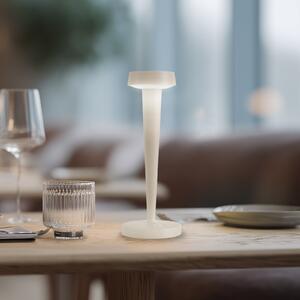 Lucande LED svečnik Lea, vaza, bež, 28 cm, zatemnjen, Bež, Dnevna soba / jedilnica, Kovina, Sodobni