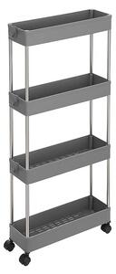 Regal na kolesih SLIM, 4 nivoji, 12,5x40x86 cm, siva SongmicsHome