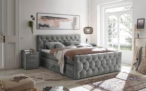 POSTELJA BOXSPRING 180 cm x 200 cm , tekstil, leseni material siva