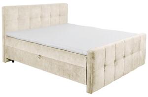 POSTELJA Z VZMETNICO 160 cm x 200 cm , tekstil, leseni material krem barve