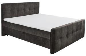 POSTELJA Z VZMETNICO 160 cm x 200 cm , tekstil, leseni material temno rjava