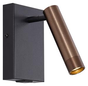 Moderna stenska svetilka črna s temno bronasto nastavljiva z USB-C - Croft