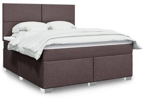 VidaXL Box spring postelja z vzmetnico temno rjava 180x200 cm blago