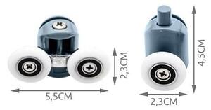 8x PVC + inox dvojna nadomestna kolesca za tuš kabino