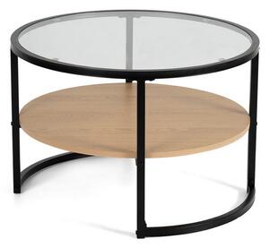 Črna/v naravni barvi okrogla klubska mizica v hrastovem dekorju ø 68 cm Zanu – Bonami Essentials